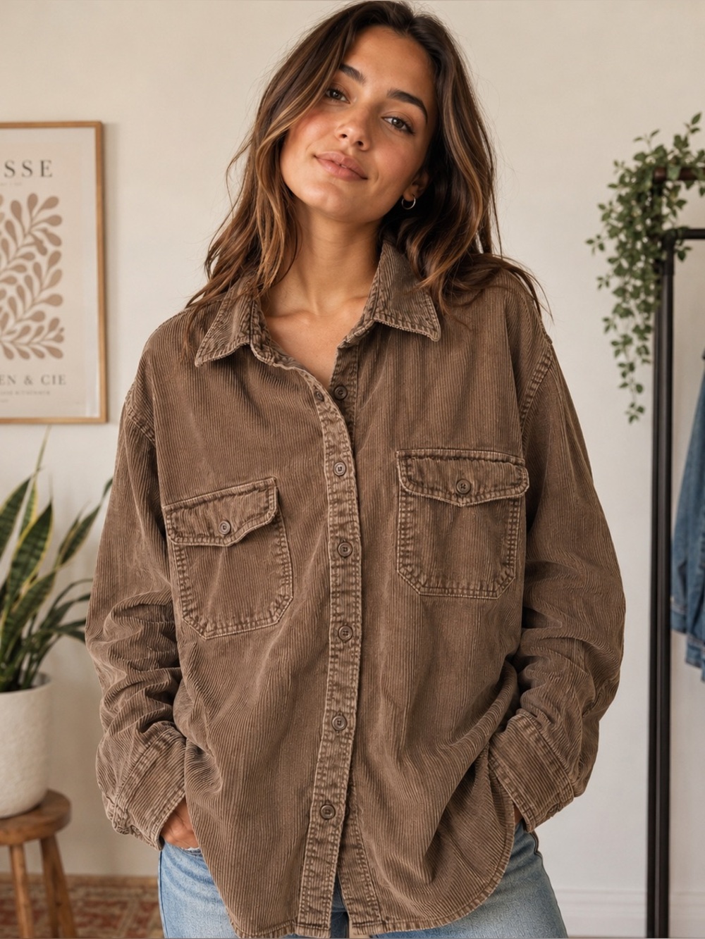 Vintage GAP Corduroy Overshirt Shacket Brown XL Workwear Grunge